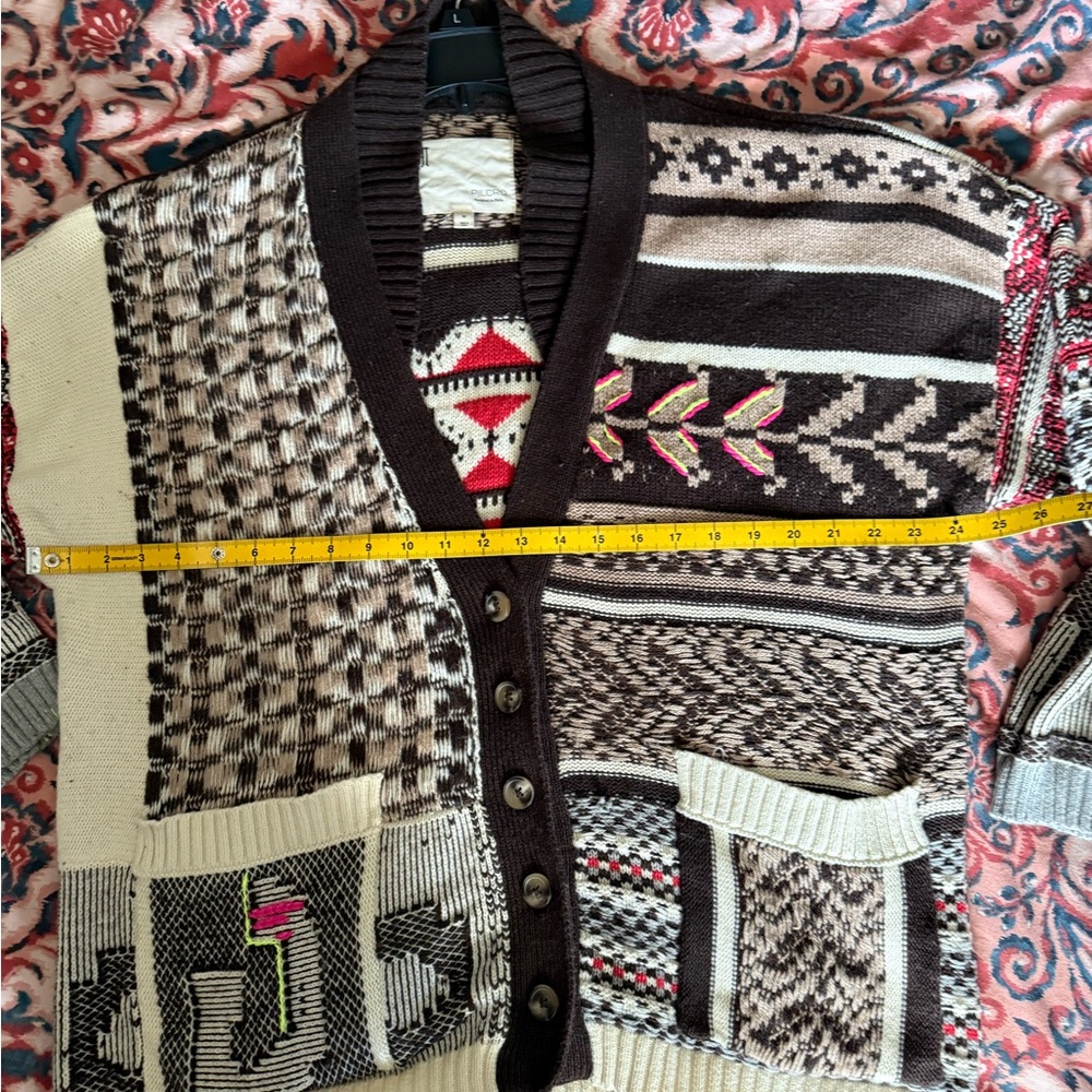 Pilcro Multicolor Patterned Cardigan Sweater Sz M… - image 3